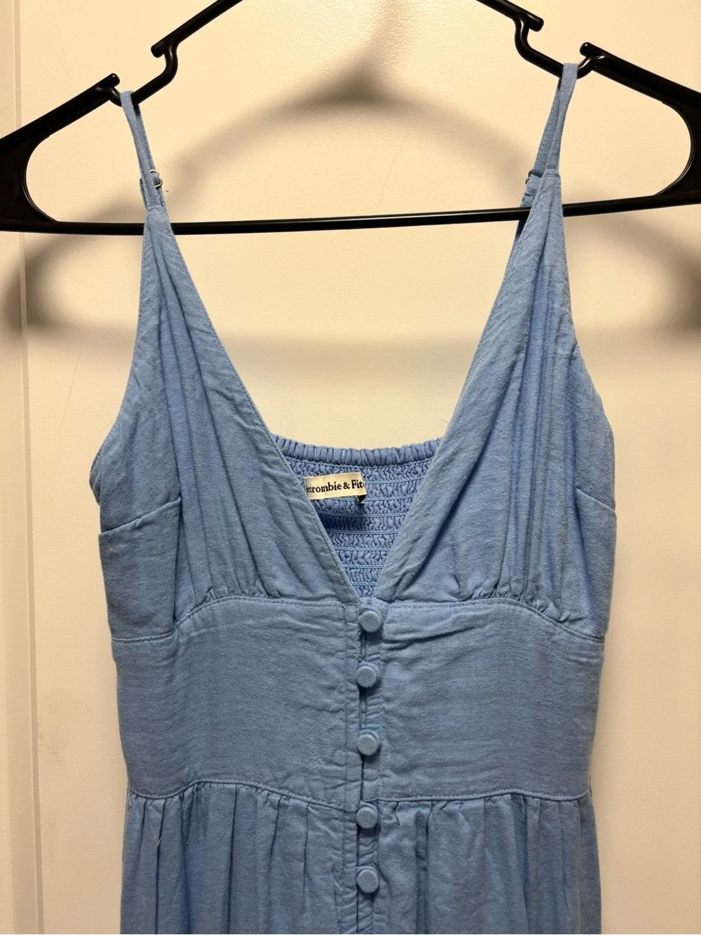 Abercrombie & Fitch Light Blue Button-Front Maxi Dress